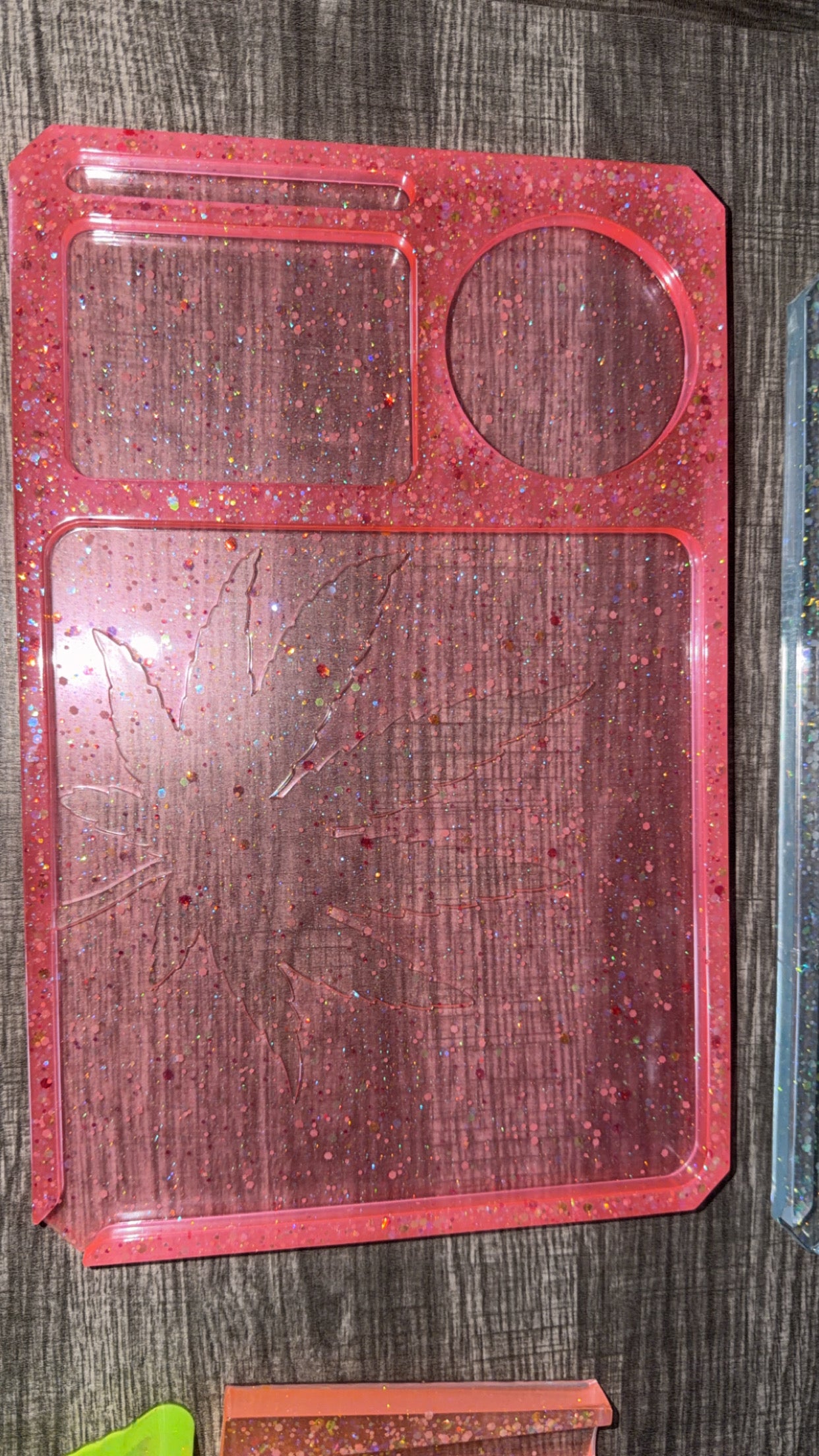 Red Glow in the Dark Rolling Tray