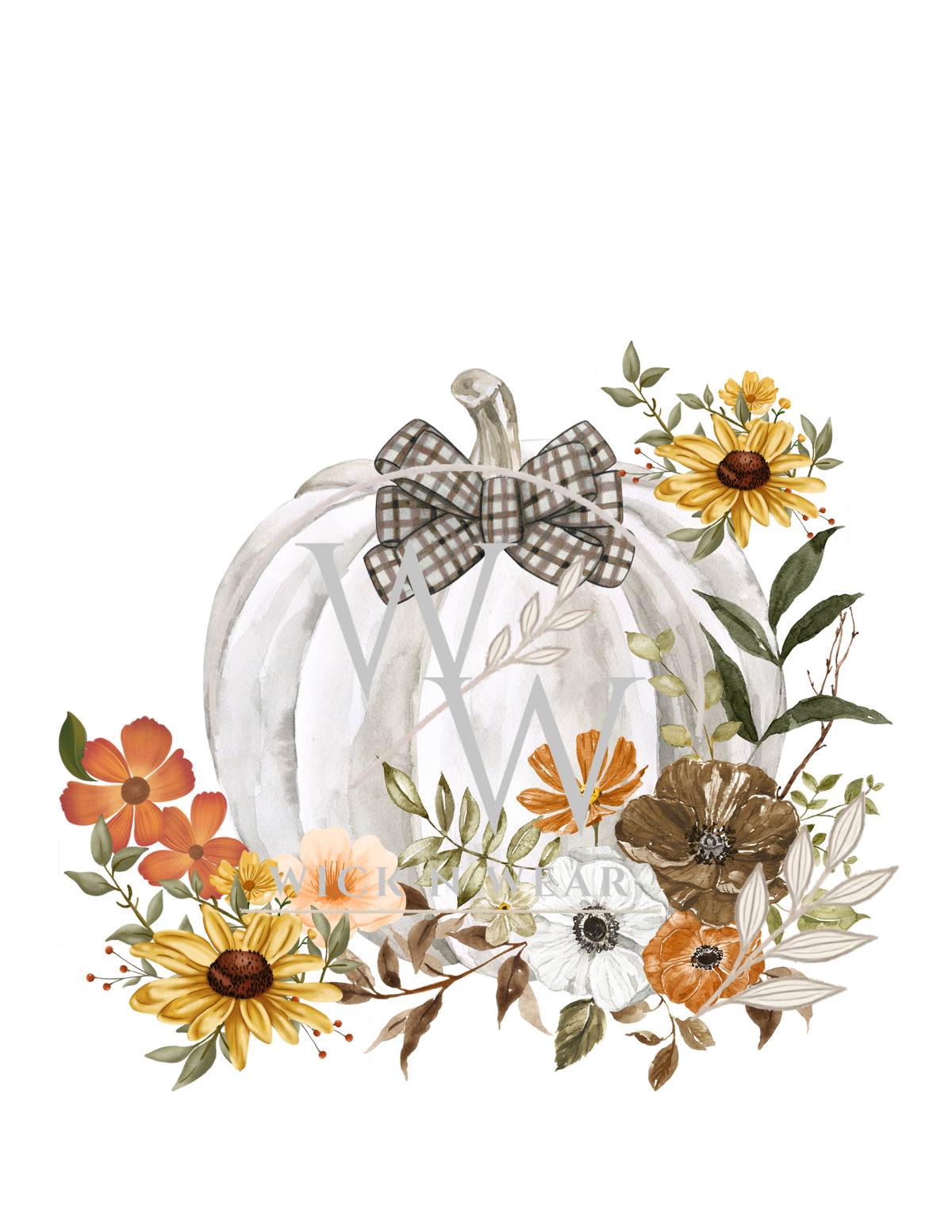 White pumpkin w/ flowers