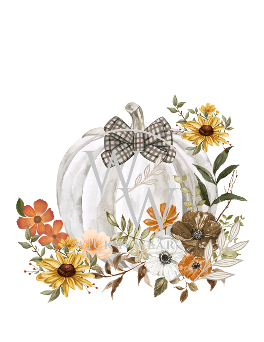 White pumpkin w/ flowers
